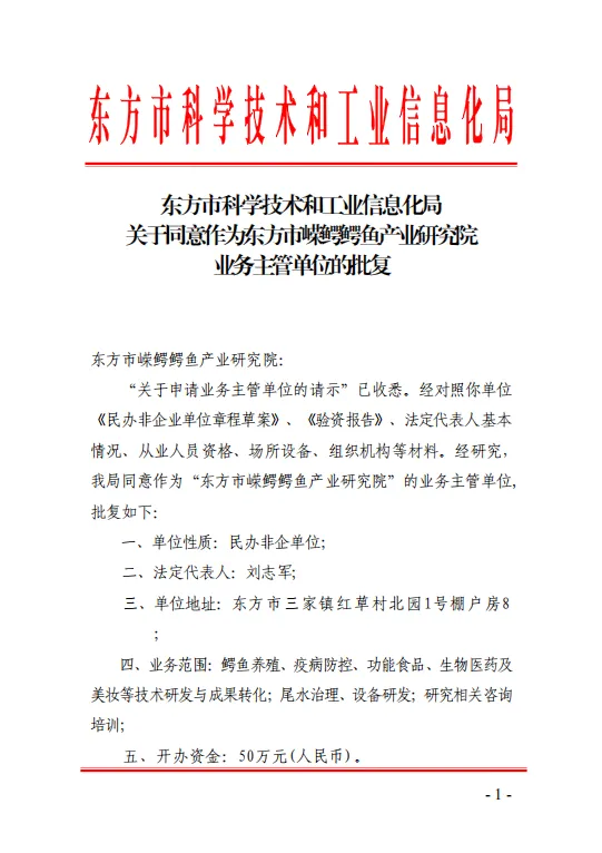 东方市科工信局正式批复文件