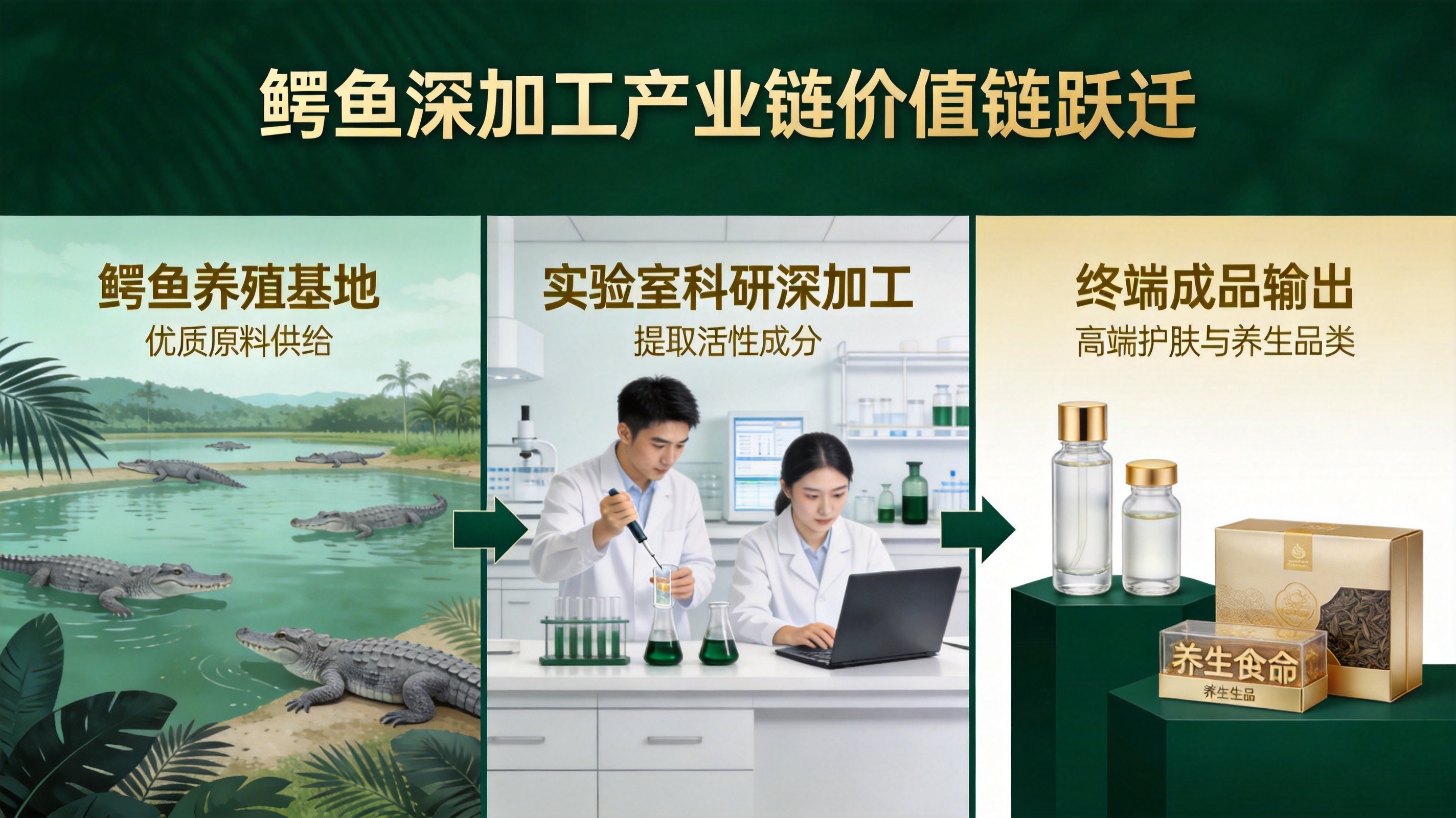 鳄鱼深加工产业链示意图